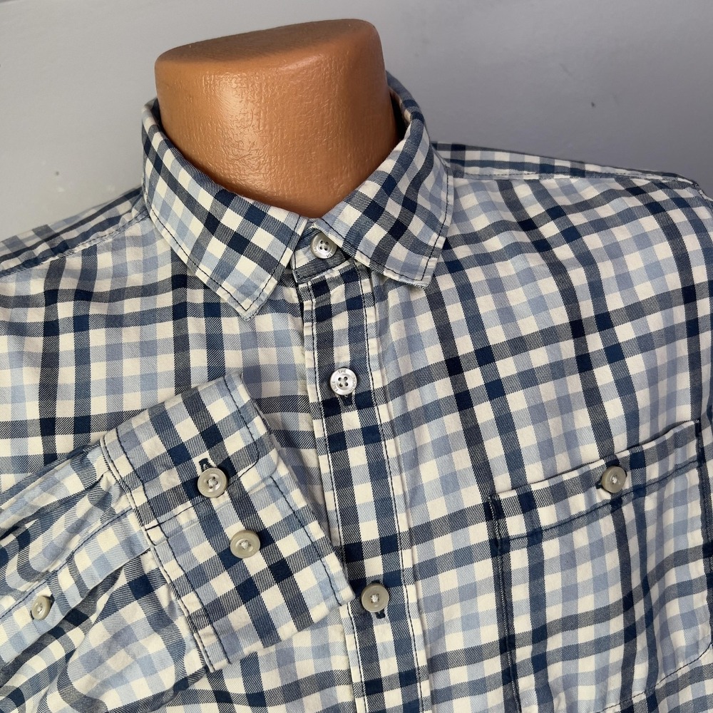 The North Face Shirt Mens M Blue Plaid Long Sleeve Button Down Outdoor Casual
